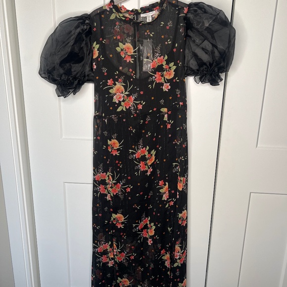 Topshop NWT Floral Printed Organza Sheer Midi Dress Women's Size 14 US - Picture 2 of 8